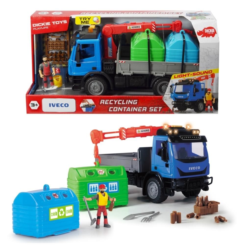 Dickie Play Life darus teherautó szelektív konténerekkel 25 cm