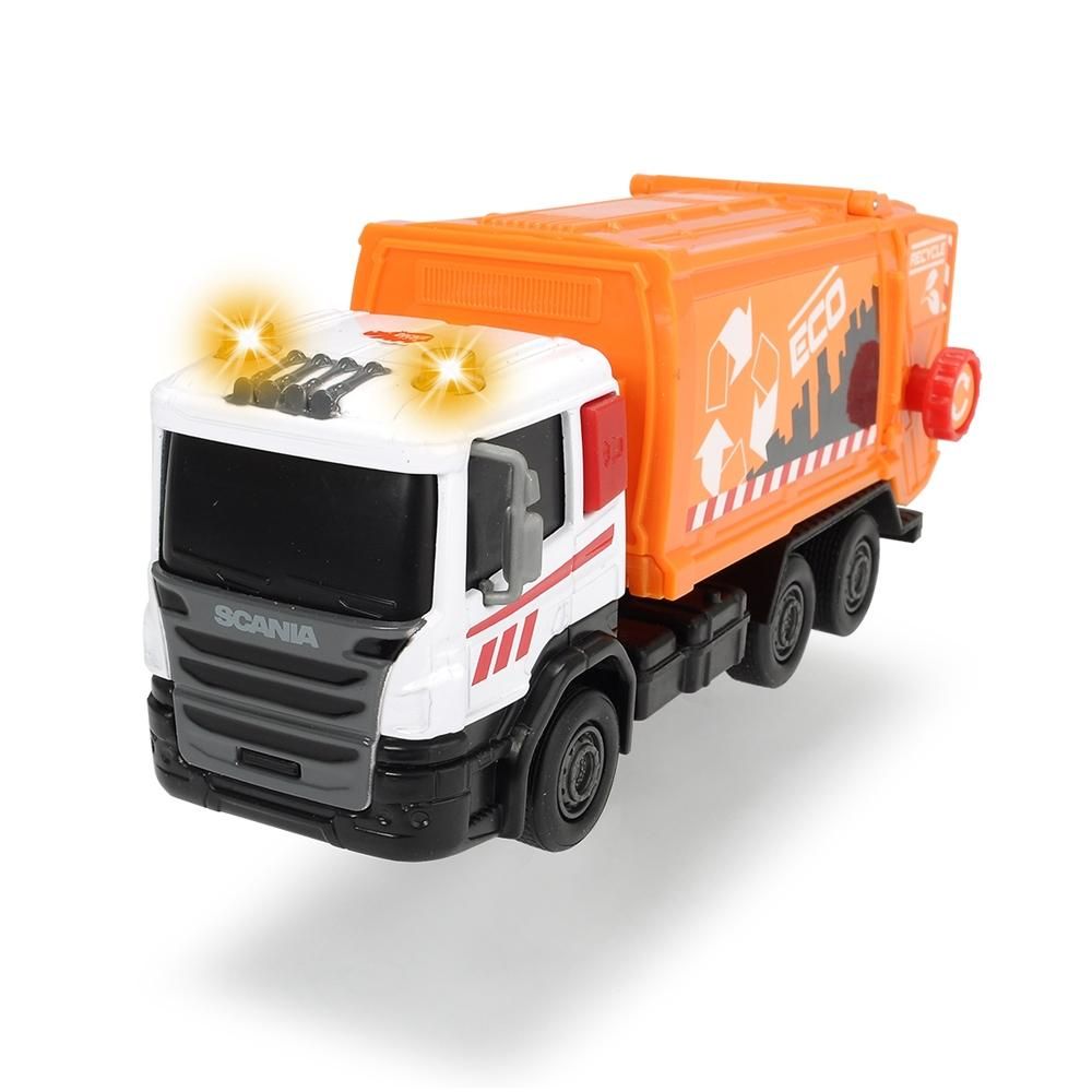 Dickie Scania City Team teherautó hanggal és fénnyel 17 cm, kukás