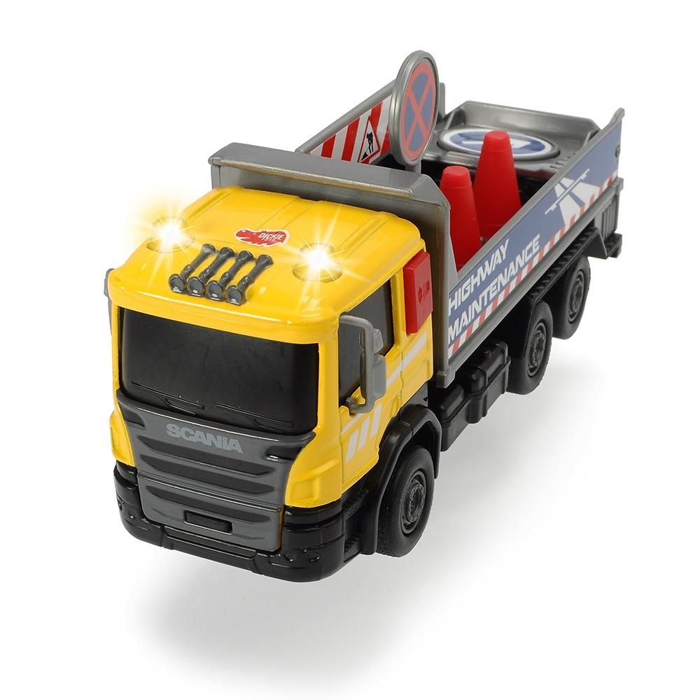 Dickie Scania City Team teherautó hanggal és fénnyel 17 cm, platós
