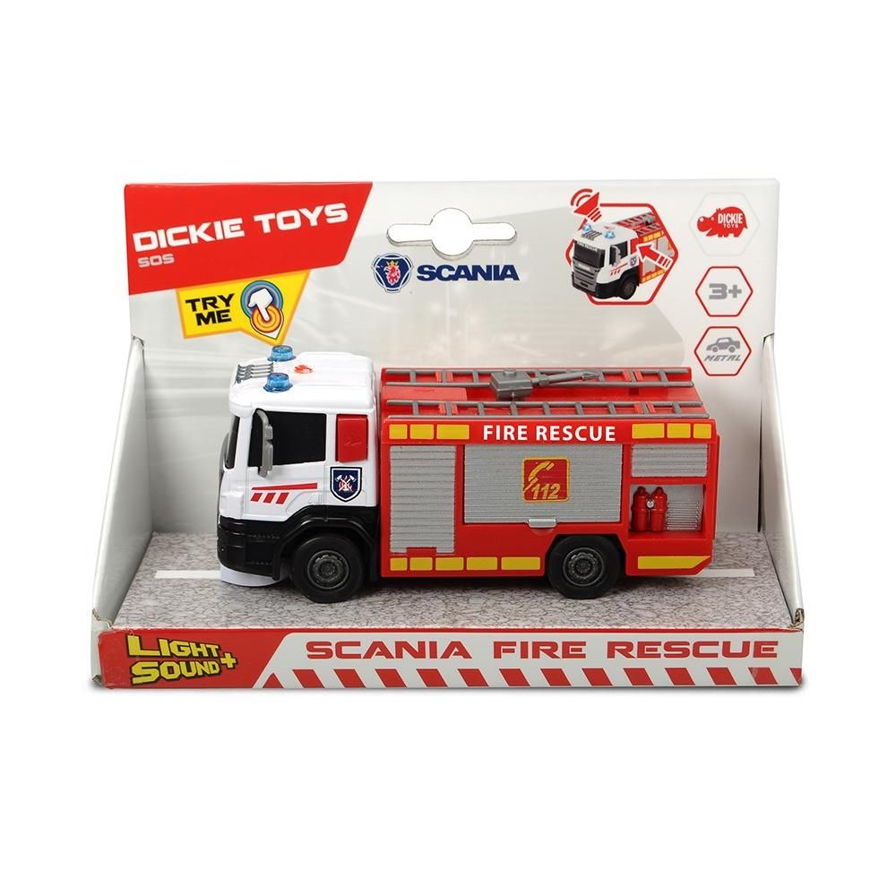 Dickie Scania Fire Rescue Pumper Truck tűzoltóautó hanggal 17 cm