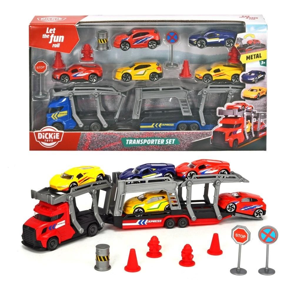 Dickie Transporter kamion szett 26 cm, piros