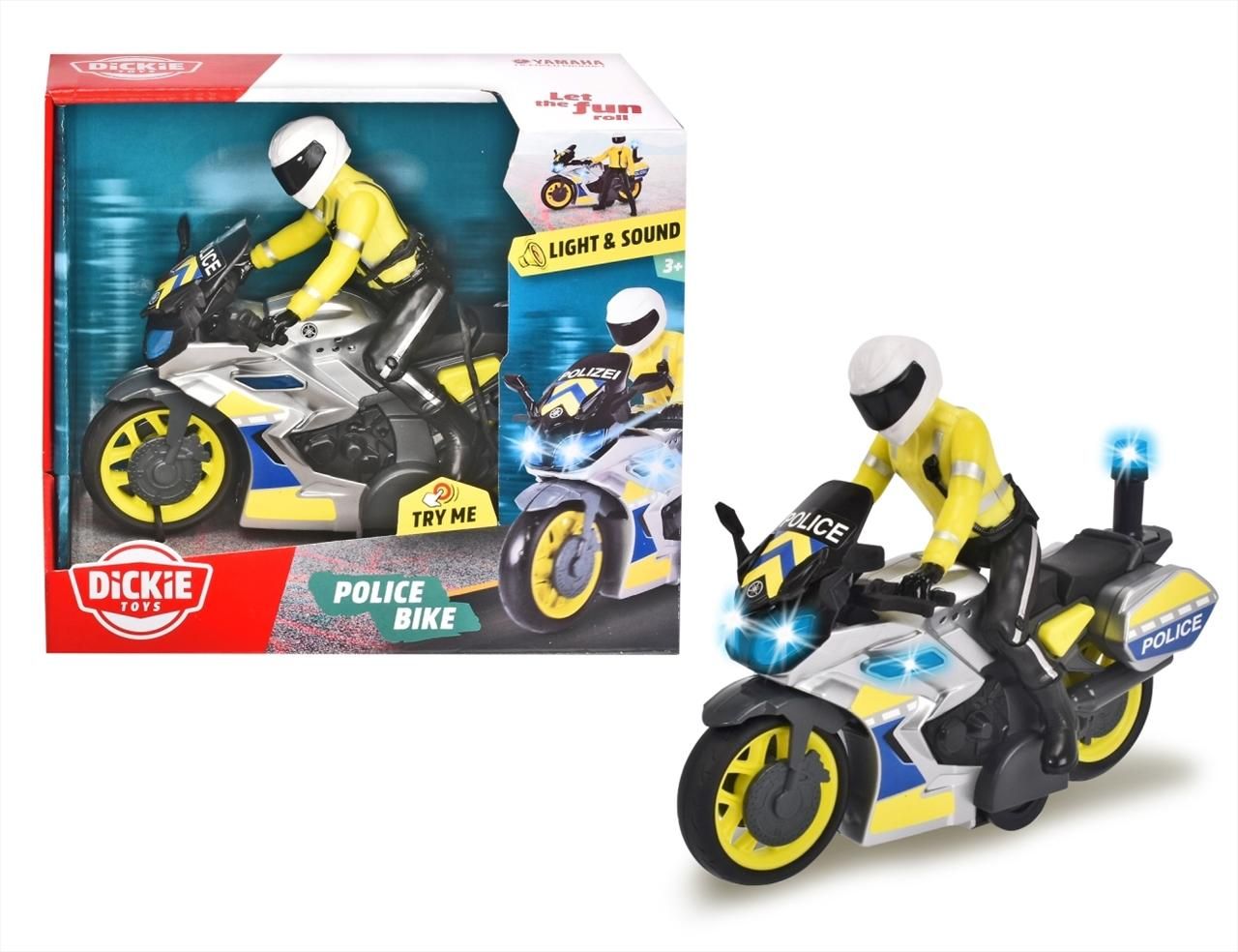 Dickie Yamaha rendőrmotor figurával, hanggal és fénnyel 17 cm