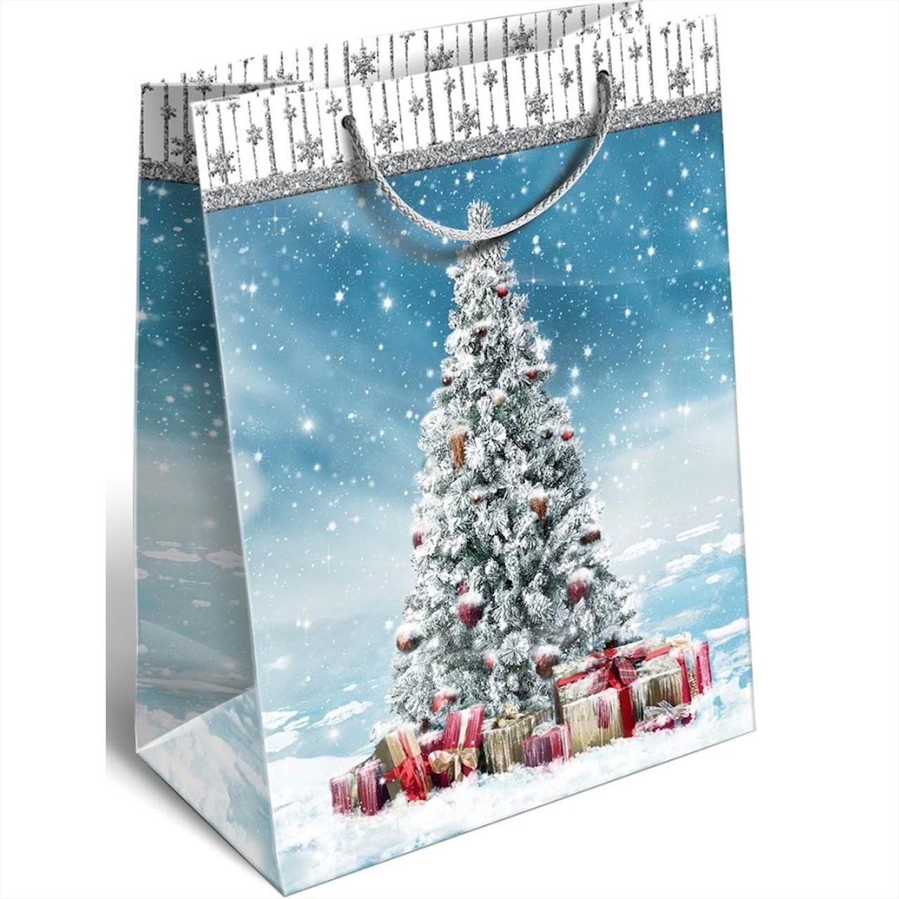 Dísztasak karácsonyfa mintás 23 X 18 X 9 cm