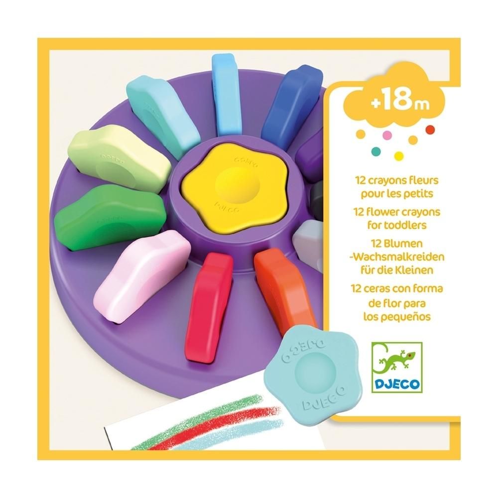 Djeco 12 flower crayons for toddlers - Marokkréta, 12 színű vírág