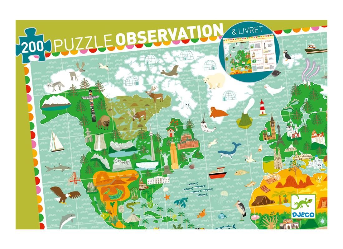 Djeco Around the world - Lenyűgöző Világ puzzle, 200 db-os