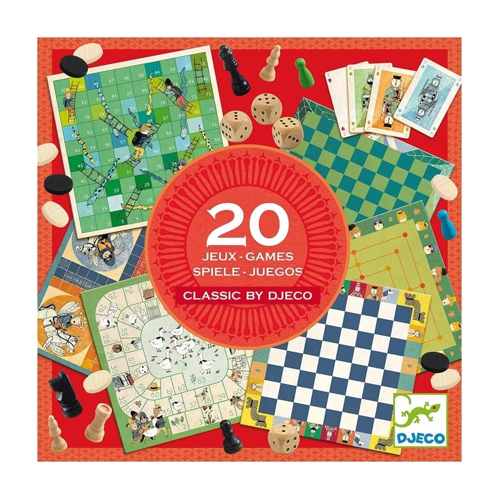 Djeco Classic box klasszikus társasjáték készlet, 20 játék