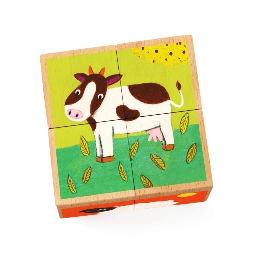 Djeco Coloured farm - Színes farm kockakirakó