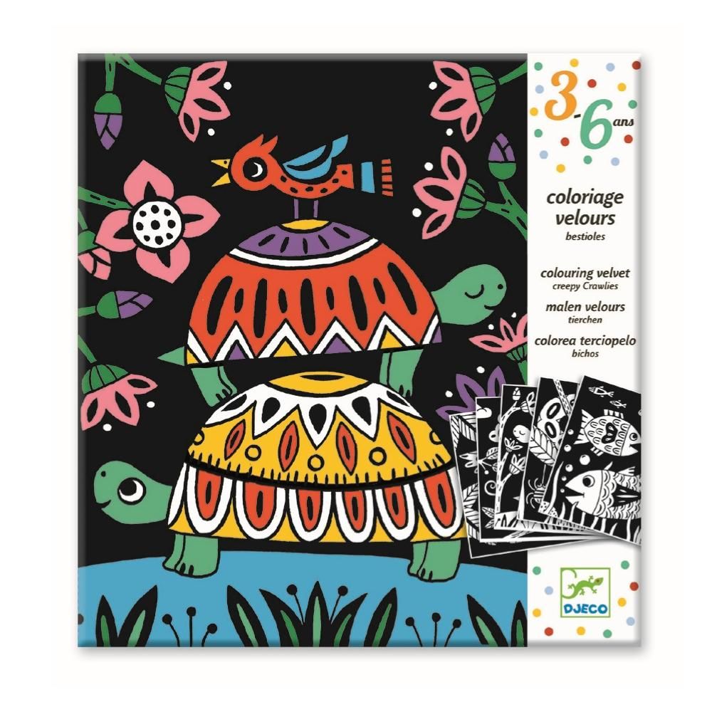 Djeco Creepy crawlies - Bársonyhátterű színező, Apró állatok