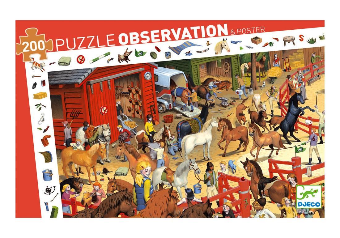 Djeco Horse riding - Lovak megfigyelő puzzle, 200 db-os