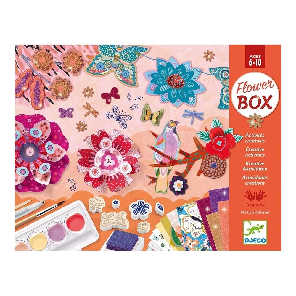 Djeco Kreatív műhely, Flower box - Virágos kert, 6 technika 1 dobozban