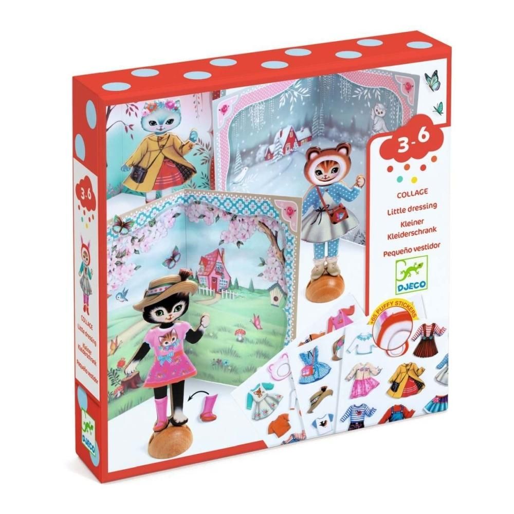 Djeco Little gardrobe - Papírbaba öltöztető, Kismacska gardróbja