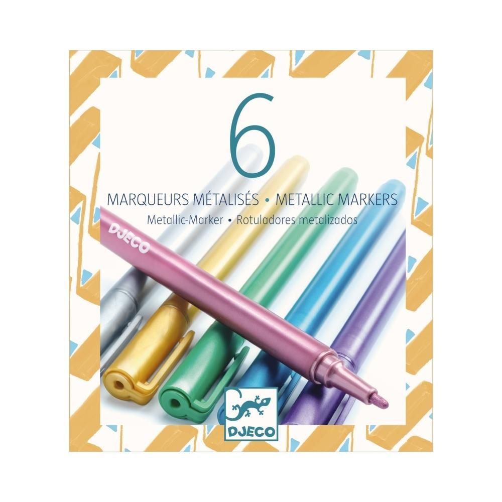 Djeco Metalic markers - Filctoll szett 6 db-os, Fémes színek
