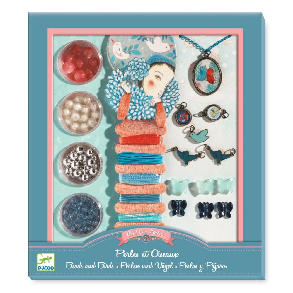 Djeco Pearls and birds - Ékszerkészítő szett, Gyöngyök és madarak