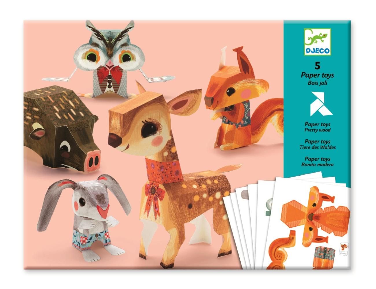 Djeco Pretty wood - Papírfigurák, Az erdő állatai