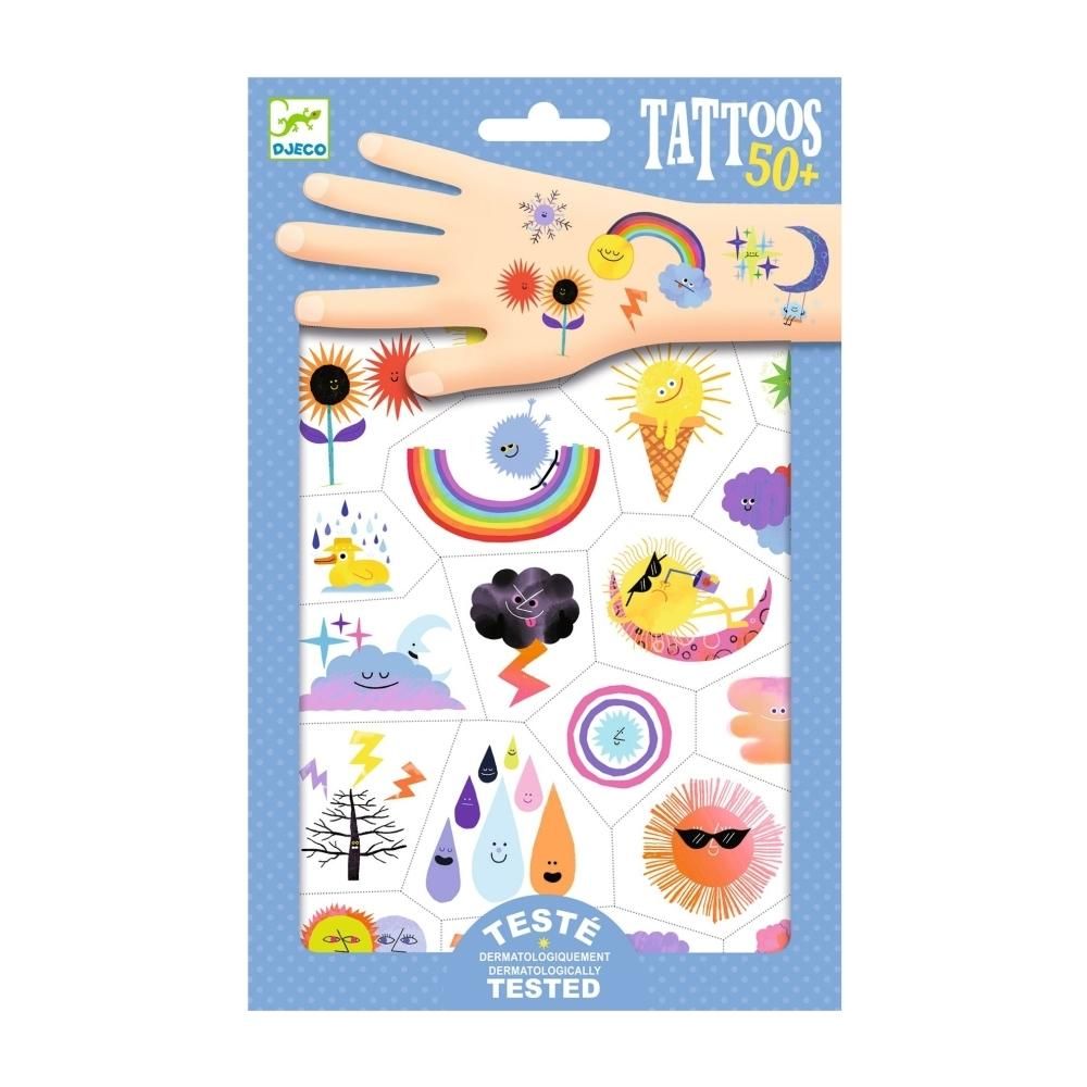 Djeco Tattoos, Weather emojis - Tetováló matricák, Időjárás hangulatjelek