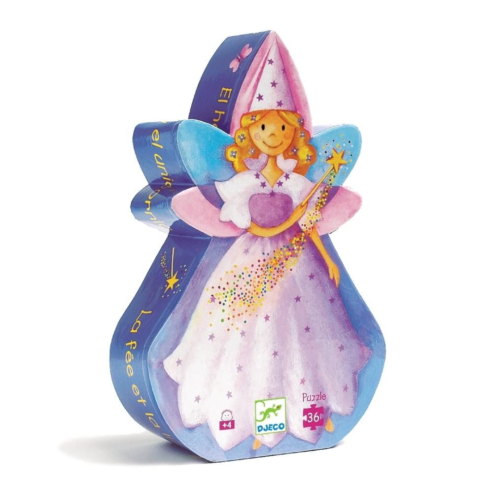 Djeco The fairy and the unicorn - A tündér és az egyszarvú formadobozos puzzle, 36 db-os