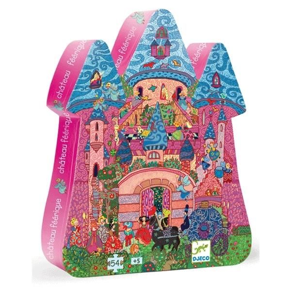Djeco The fairy castle - Tündérek kastélya formadobozos puzzle, 54 db-os
