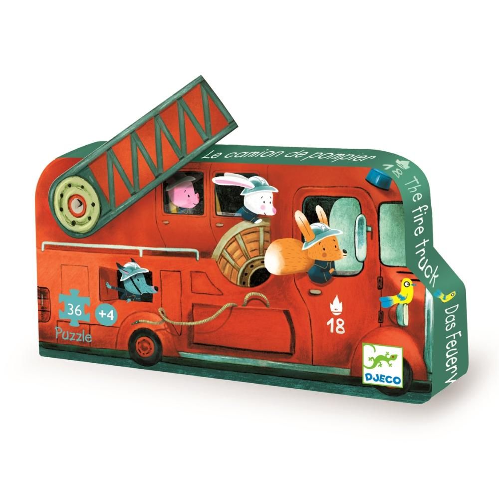 Djeco The fire truck - A tűzoltóautó mini puzzle, 16 db-os