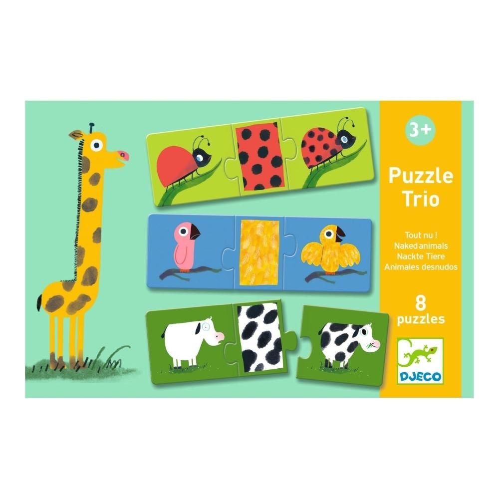 Djeco Trio Naked animals - Állati mintázatok párosító puzzle