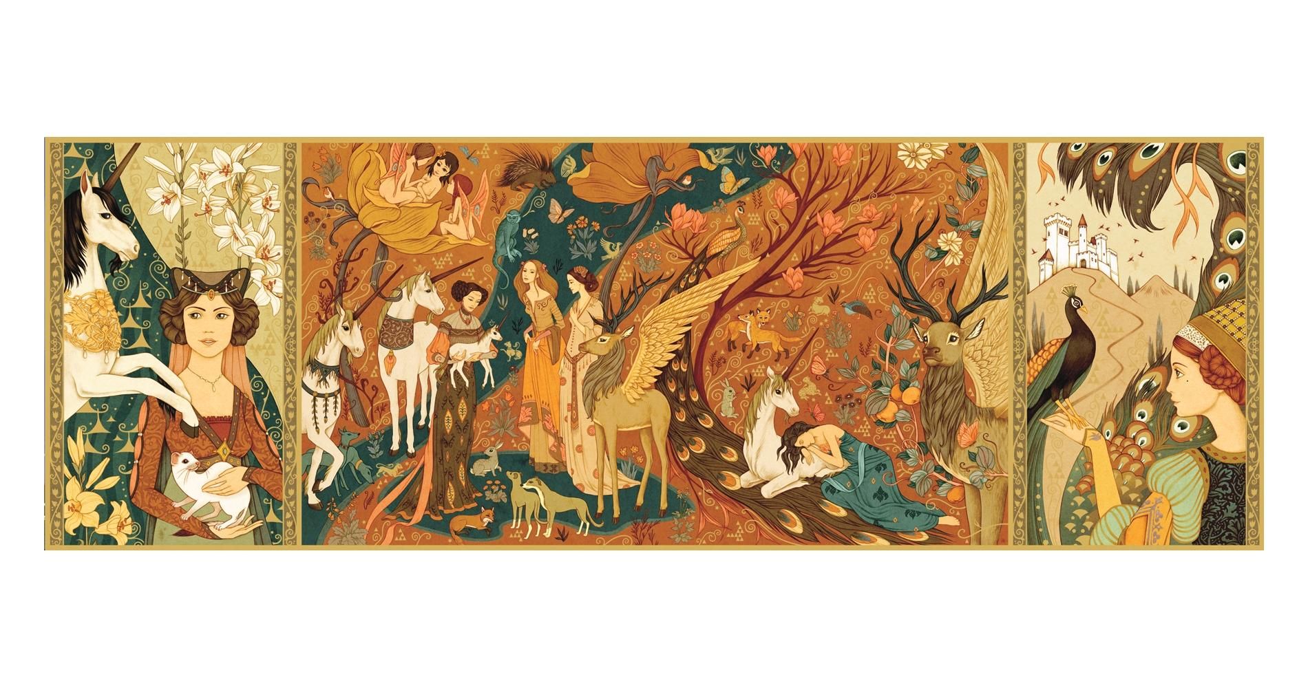 Djeco Unicorn Garden - Egyszarvú és a hölgy művészi puzzle, 500 db-os 