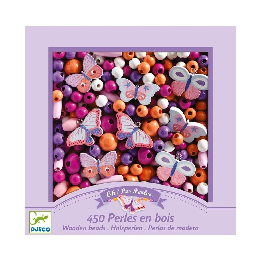 Djeco Wooden beads, Buterflies - Fa gyöngyök, Pillangók