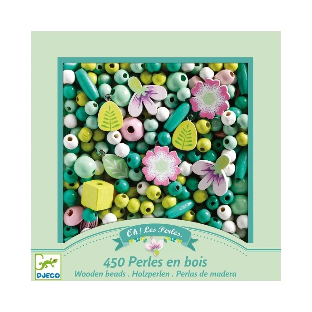 Djeco Wooden beads, Leaves and flowers - Fagyöngyök, Levelek és virágok