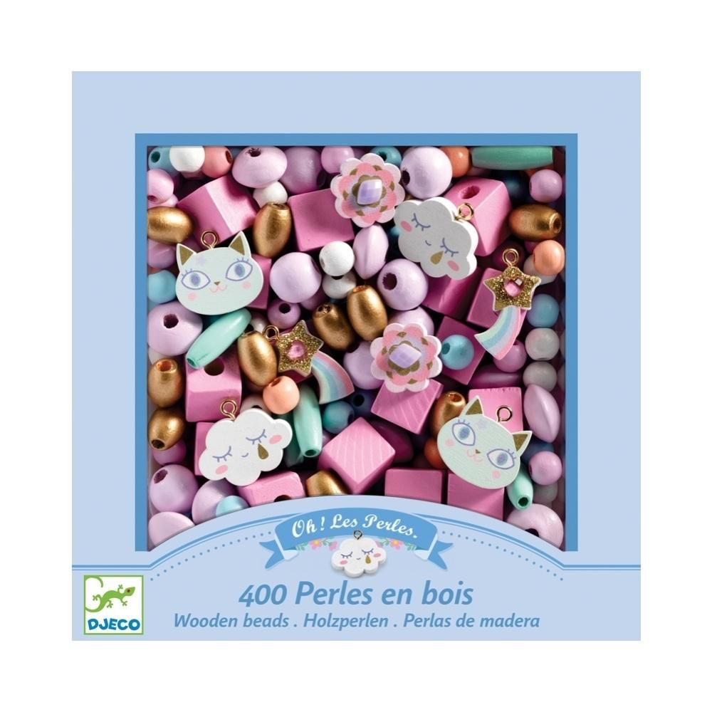 Djeco Wooden beads, Rainbow - Fa gyöngyök, Szivárvány