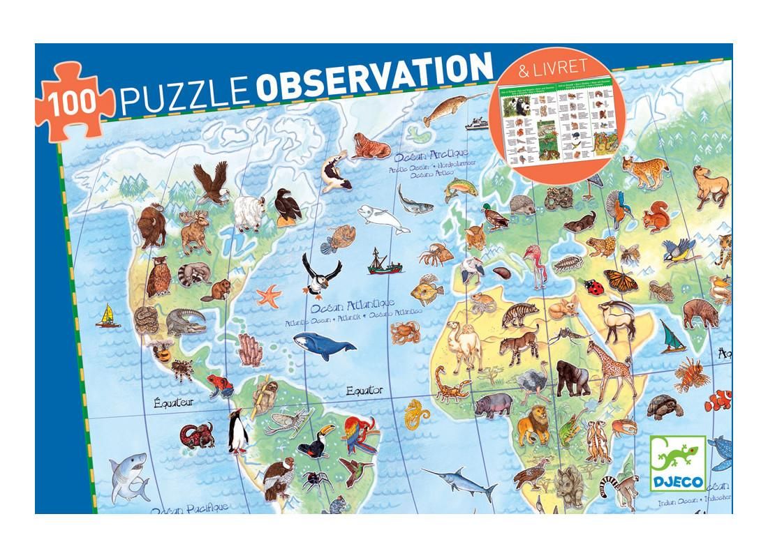 Djeco World's animals - Föld állatai puzzle, 100 db-os