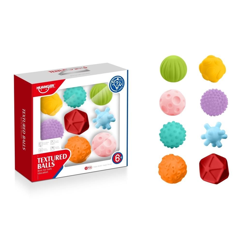Eltérő felületű tapintásfejlesztő mintázott bébi labdák