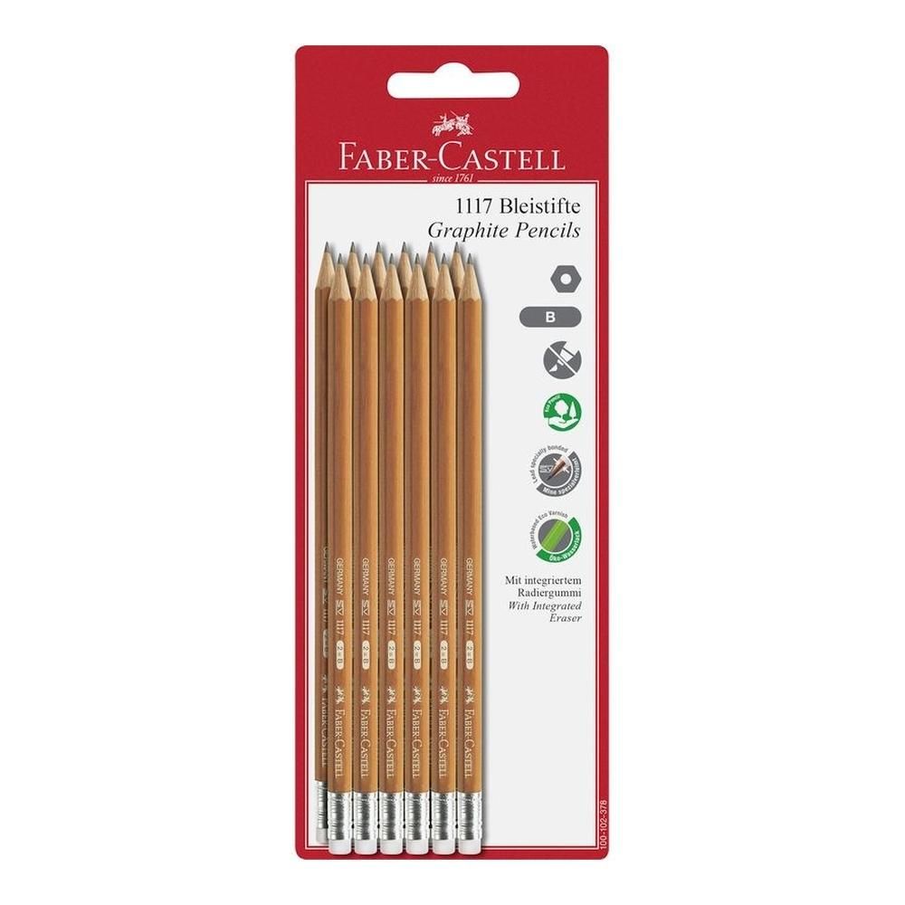 Faber-Castell B grafit ceruza radírral szett, 12 db-os