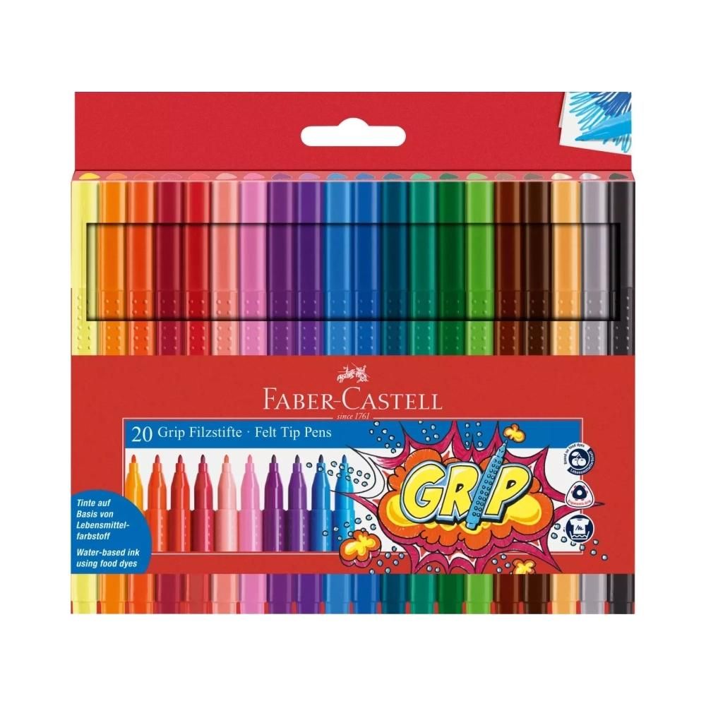 Faber-Castell Grip színes, kimosható filctoll szett, 20 db-os