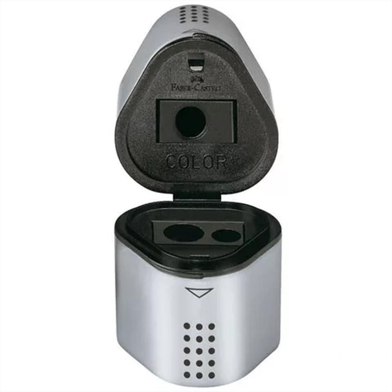 Faber-Castell Grip tárolós tripla hegyező, ezüst