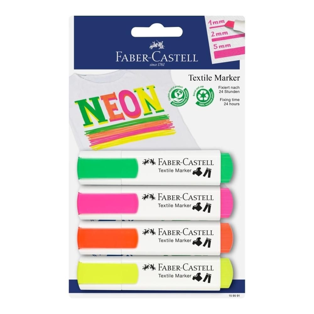 Faber-Castell Neon színű textilfilc szett, 4 db-os
