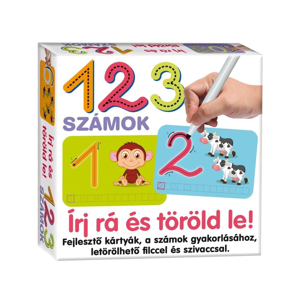 Fejlesztő kártyák letörölhető filccel - 123 számok