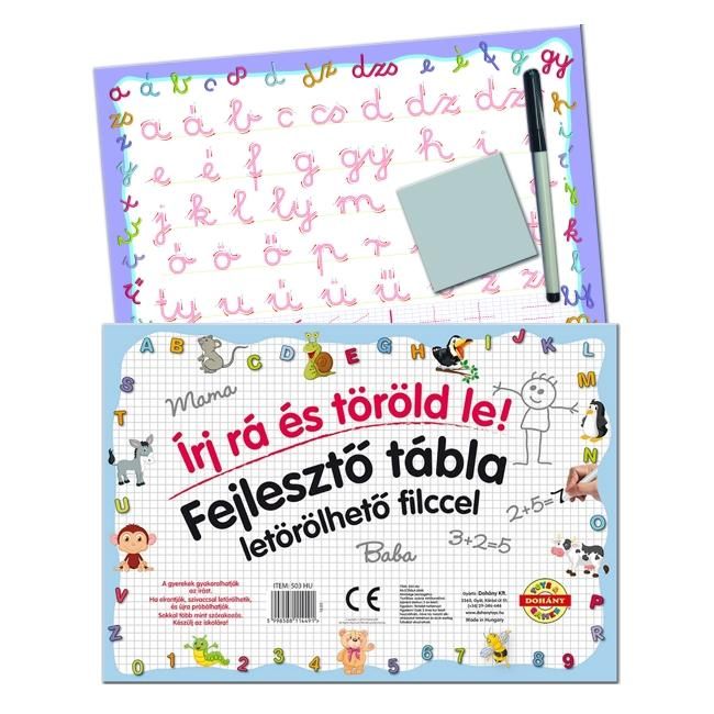 Fejlesztő tábla letörölhető filccel - kisbetűk