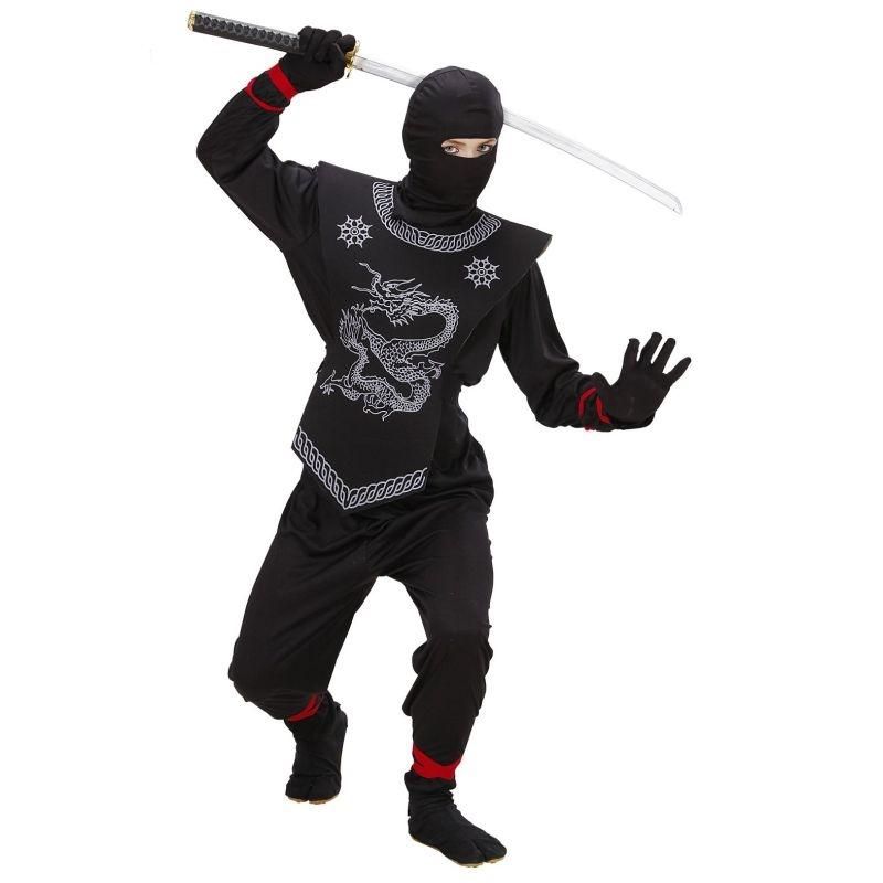 Fekete ninja jelmez, 116 cm