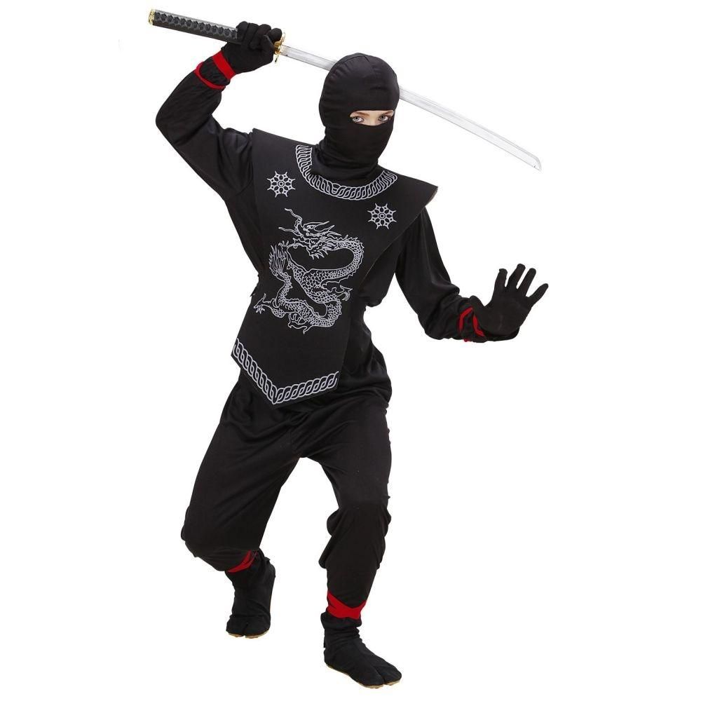 Fekete ninja jelmez, 128 cm