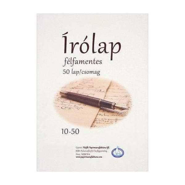 Félfamentes borítékos írólap 10-50, 50 db-os