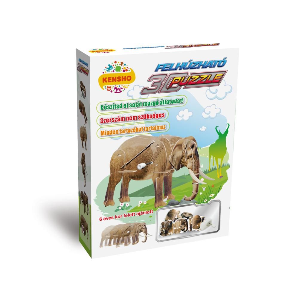 Felhúzható 3D puzzle - elefánt