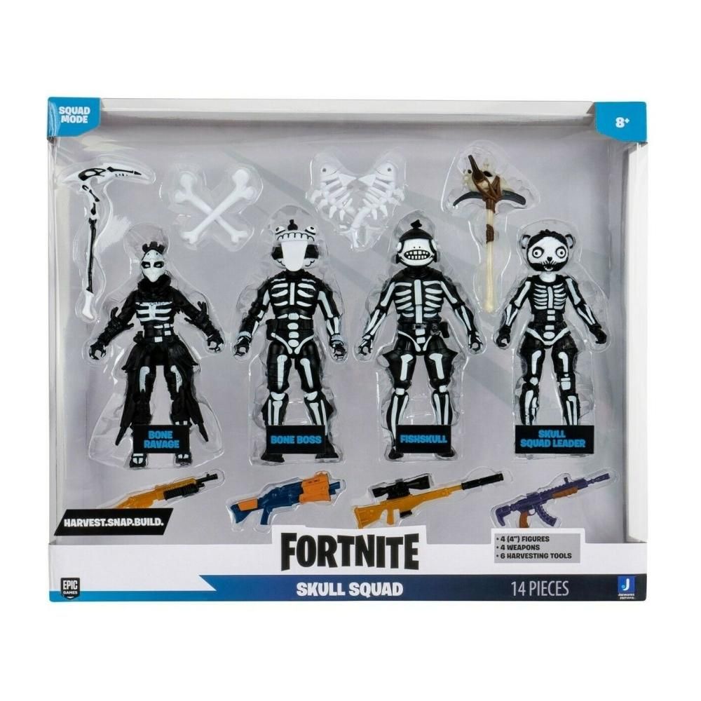 Fortnite 4 db-os figuracsomag kiegészítőkkel - Skull Squad