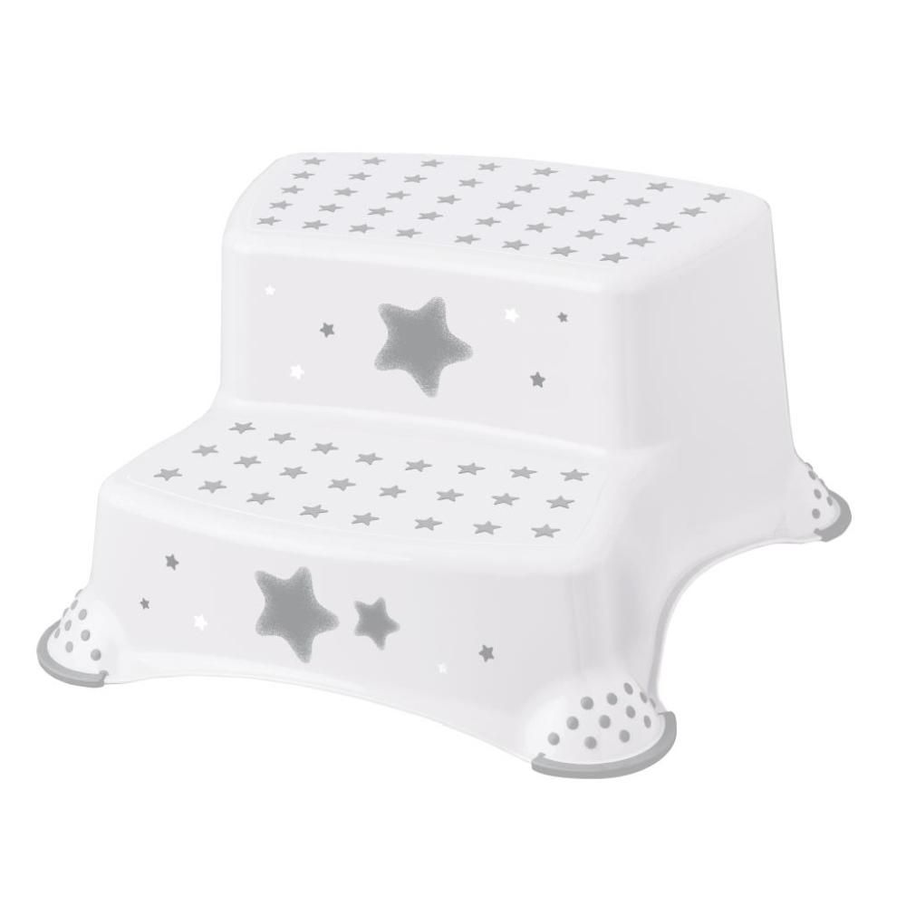 Fürdőszobai dupla lépcsős fellépő fehér, csillagos
