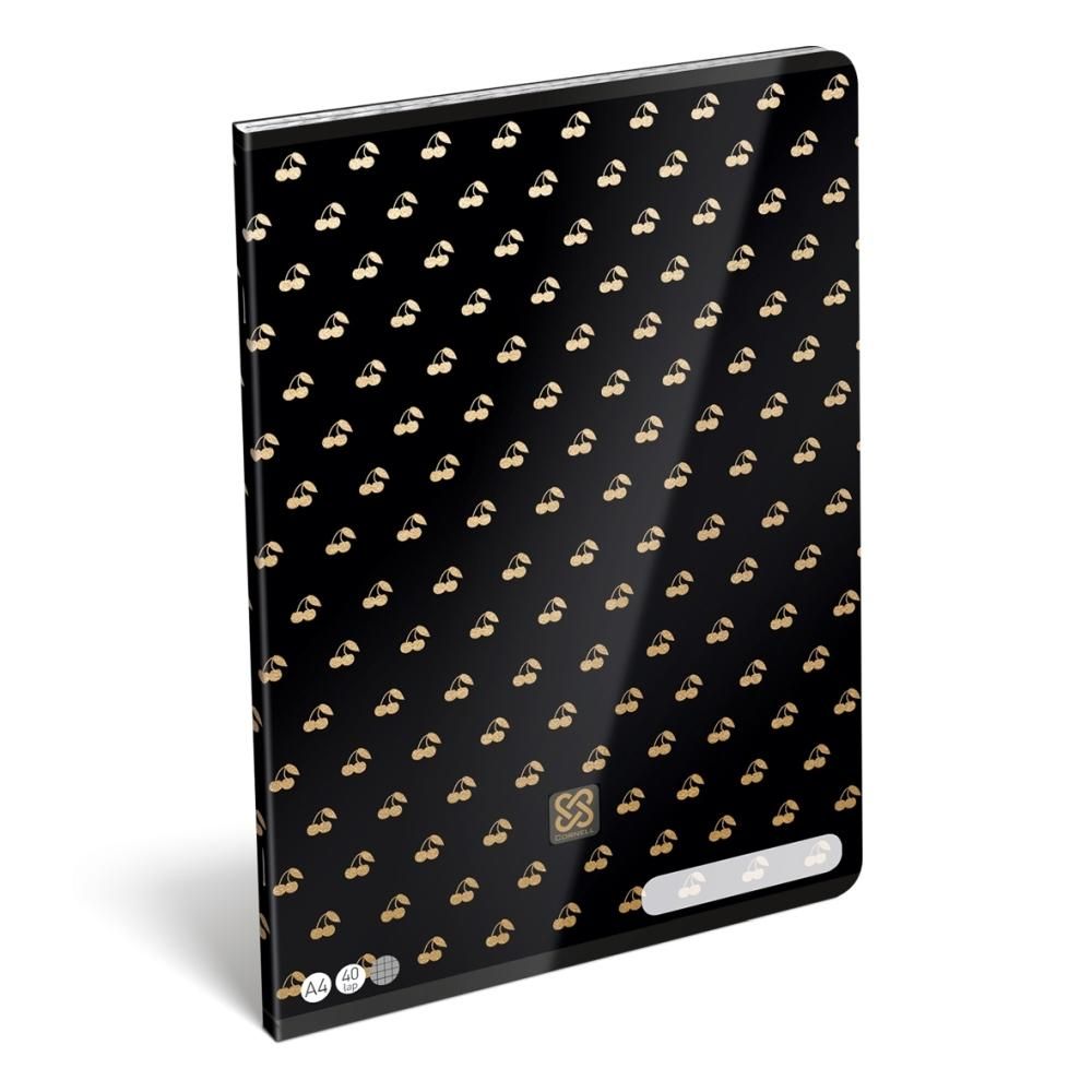 Füzet tűzött A4, 40 lapos, kockás - Cherry Gold