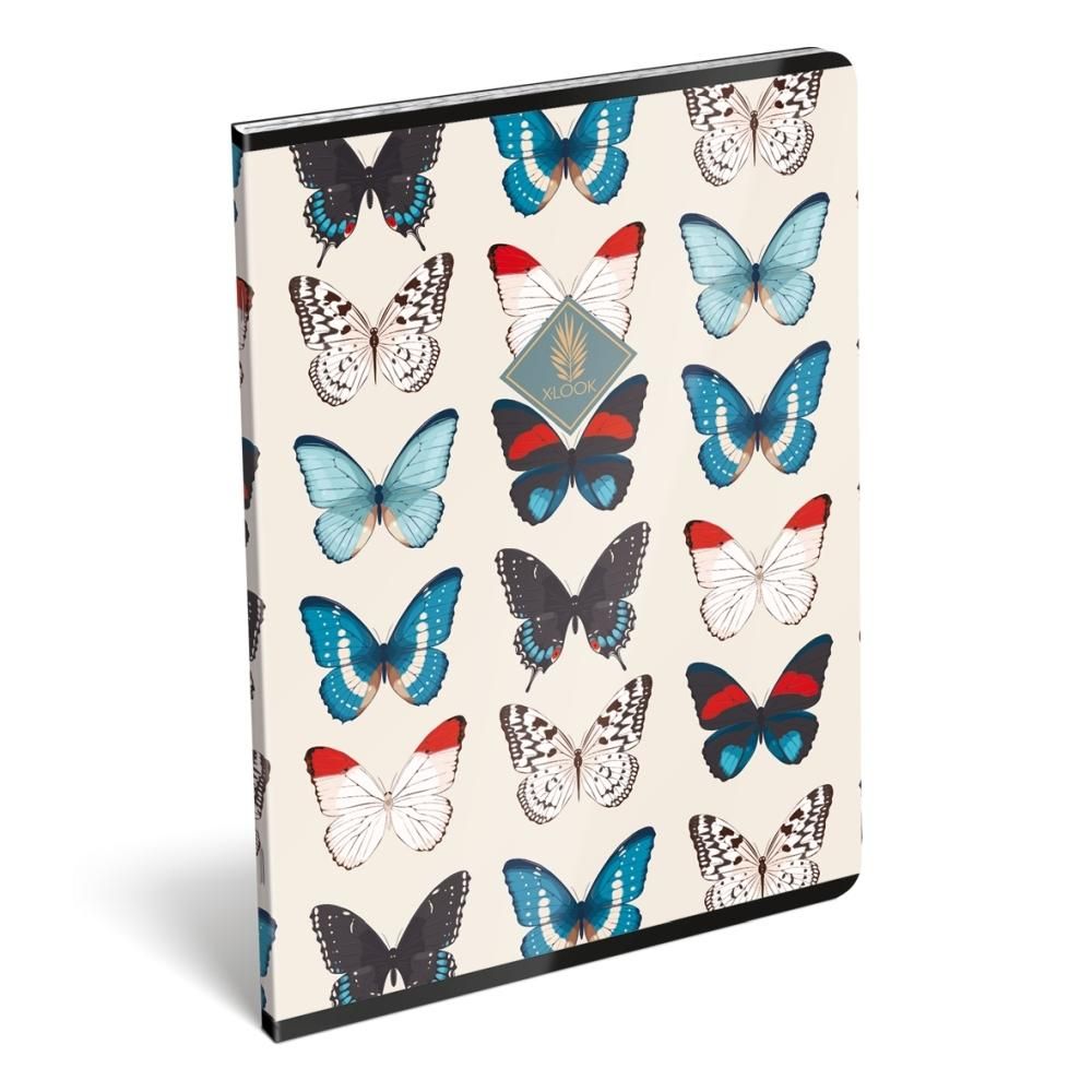 Füzet tűzött A4, 40 lapos, kockás - XLook, Butterfly