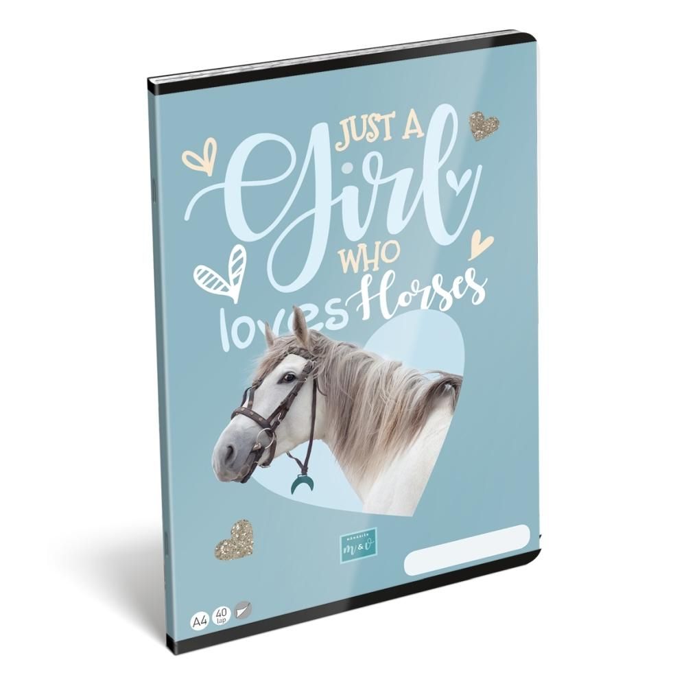Füzet tűzött A4, 40 lapos, sima - Mici, Horses 