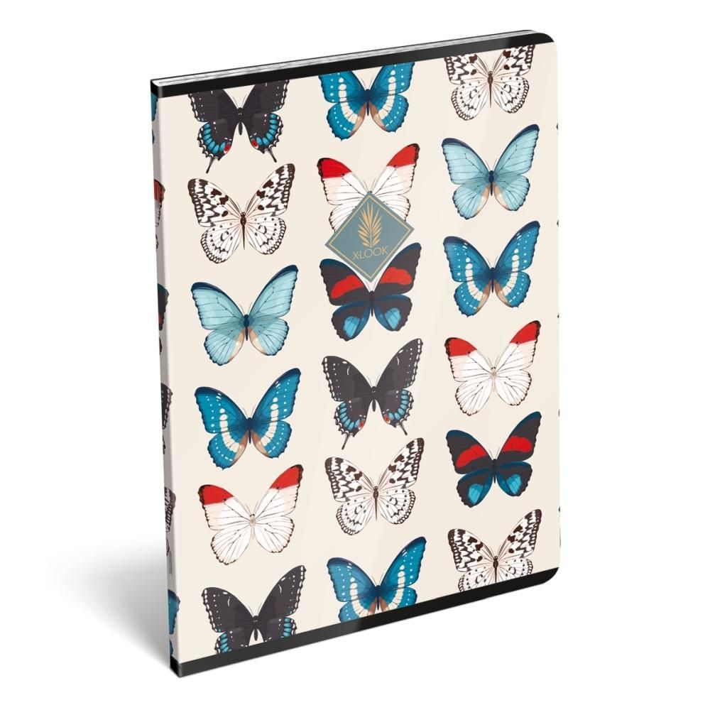 Füzet tűzött A4, 40 lapos, vonalas - XLook, Butterfly