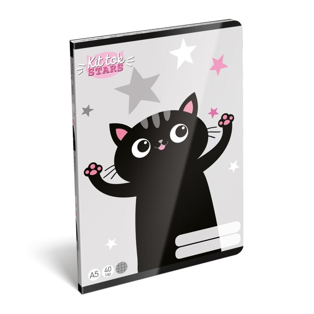 Füzet tűzött A5, 40 lapos, kockás - Kit Tok Stars
