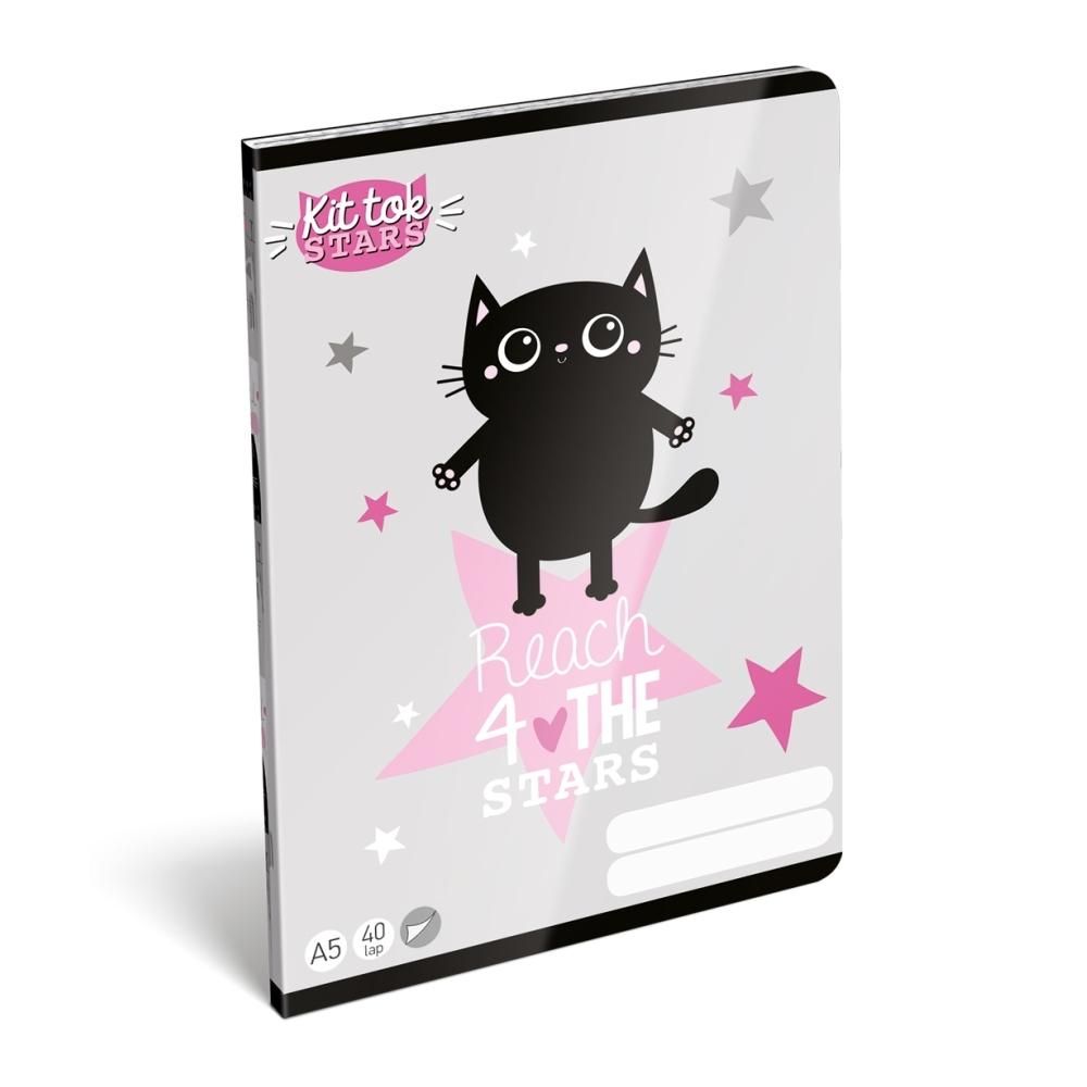 Füzet tűzött A5, 40 lapos, sima - Kit Tok Stars