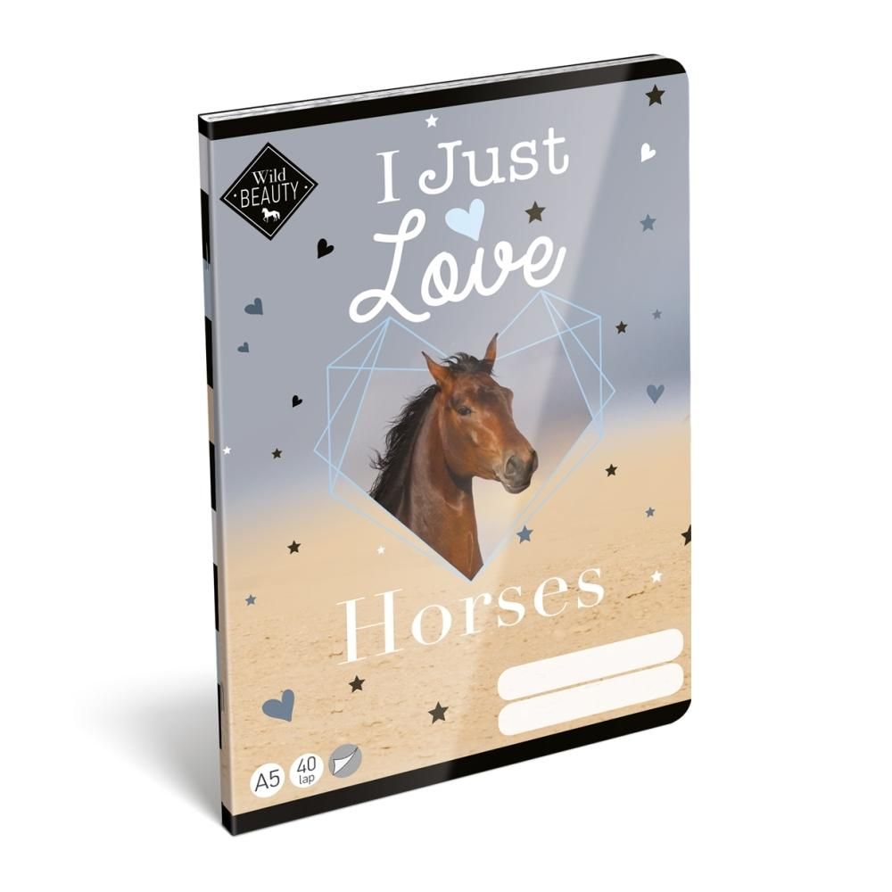 Füzet tűzött A5, 40 lapos, sima - Love Horses
