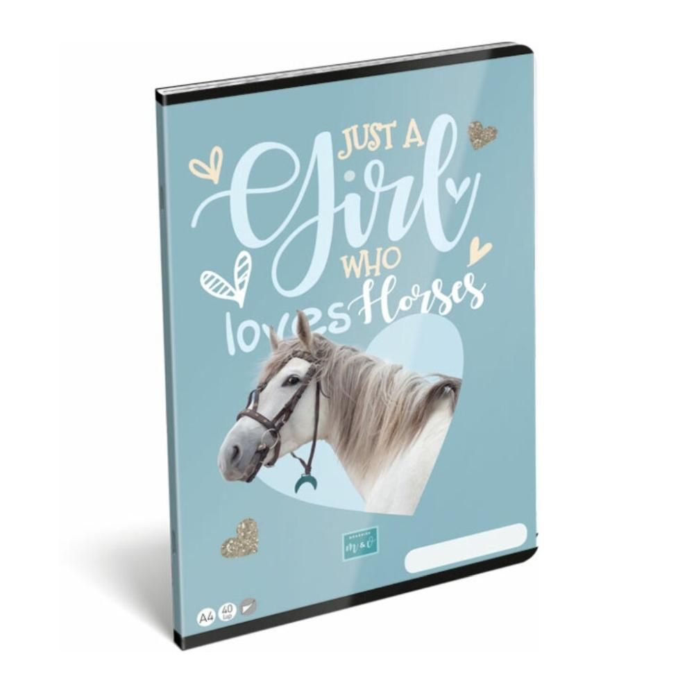 Füzet tűzött A5, 40 lapos, sima - Mici, Horses 