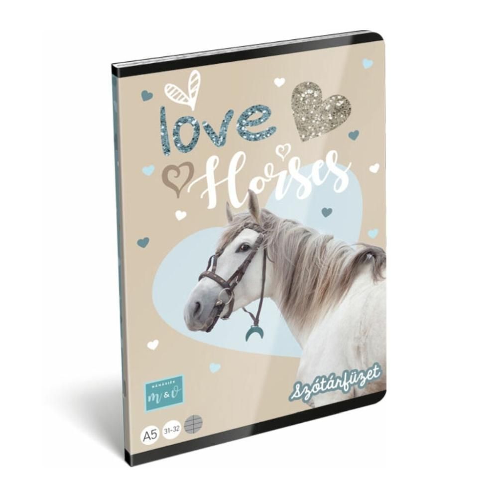 Füzet tűzött A5, 40 lapos, szótár - Mici, Horses 